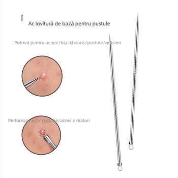 Set de ace pentru acnee pentru extragerea coșurilor – Instrument de curățare facial pentru începători, oțel inoxidabil