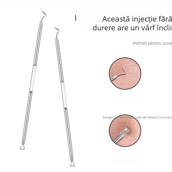 Set de ace pentru acnee pentru extragerea coșurilor – Instrument de curățare facial pentru începători, oțel inoxidabil