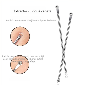 Set de ace pentru acnee pentru extragerea coșurilor – Instrument de curățare facial pentru începători, oțel inoxidabil