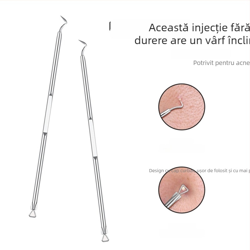 Set de ace pentru acnee pentru extragerea coșurilor – Instrument de curățare facial pentru începători, oțel inoxidabil
