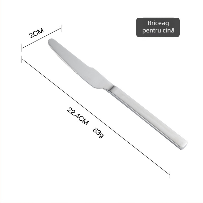 Set tacâmuri cuțit, furculiță și lingură - oțel inoxidabil 304 - finisaj oglindit - design modern minimalist - pentru adulți