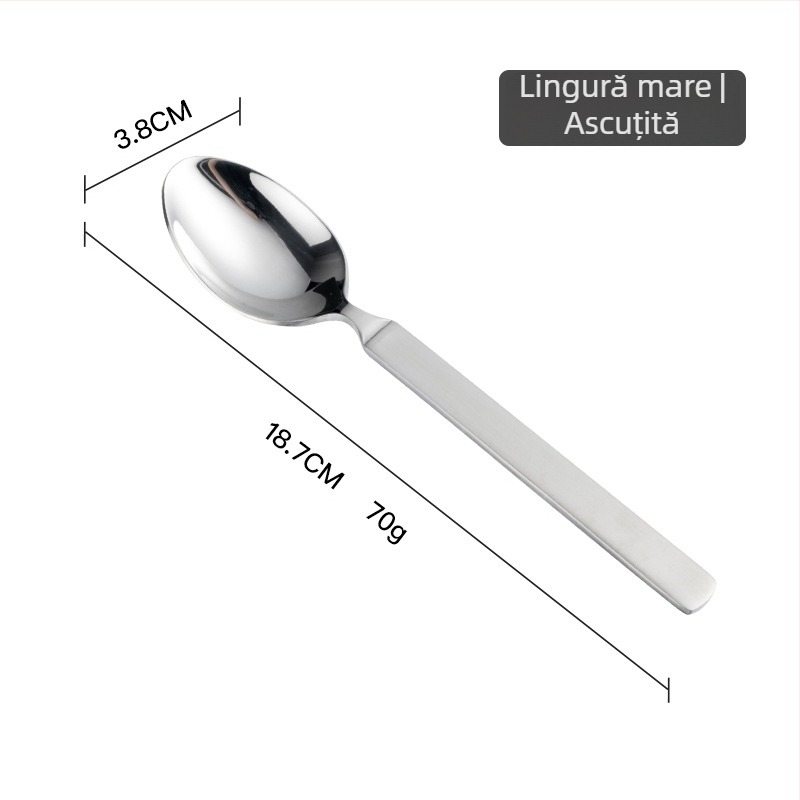 Set tacâmuri cuțit, furculiță și lingură - oțel inoxidabil 304 - finisaj oglindit - design modern minimalist - pentru adulți