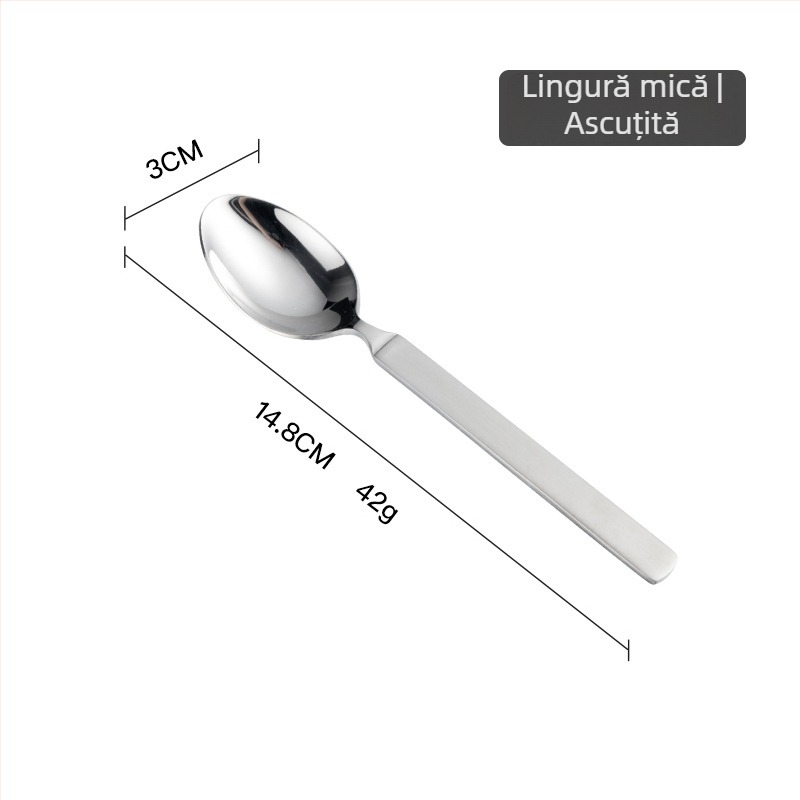 Set tacâmuri cuțit, furculiță și lingură - oțel inoxidabil 304 - finisaj oglindit - design modern minimalist - pentru adulți