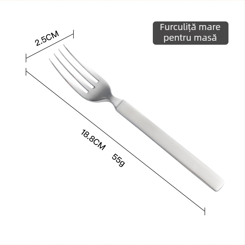 Set tacâmuri cuțit, furculiță și lingură - oțel inoxidabil 304 - finisaj oglindit - design modern minimalist - pentru adulți