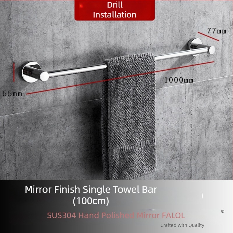 Raft de prosoape montat pe perete, din oțel inoxidabil 304, finisaj periat manual/oglindit, sarcină 20 kg, un singur rând, stil modern