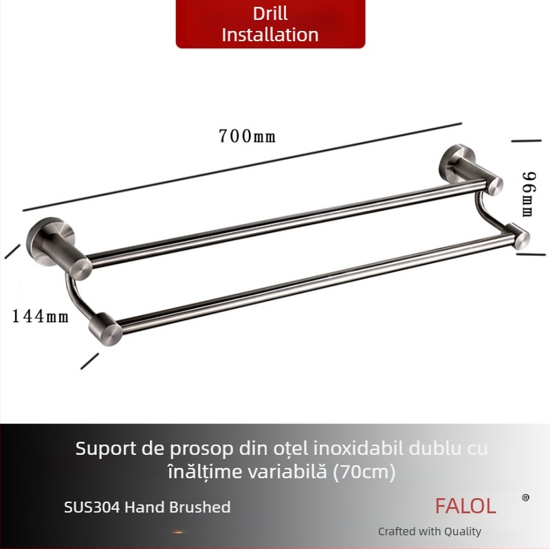 Raft de prosoape montat pe perete, din oțel inoxidabil 304, finisaj periat manual/oglindit, sarcină 20 kg, un singur rând, stil modern