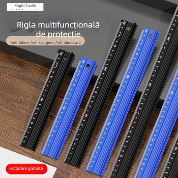 Cassiolo Riglă din aliaj de aluminiu pentru desen – corp îngroșat, margine de protecție, ghid de desen