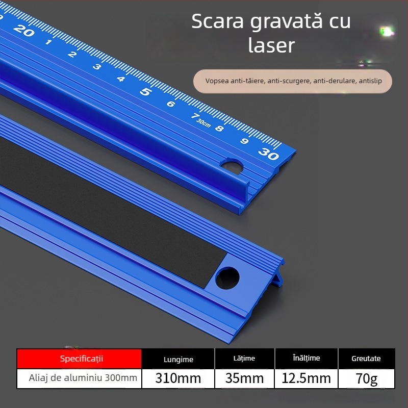 Cassiolo Riglă din aliaj de aluminiu pentru desen – corp îngroșat, margine de protecție, ghid de desen