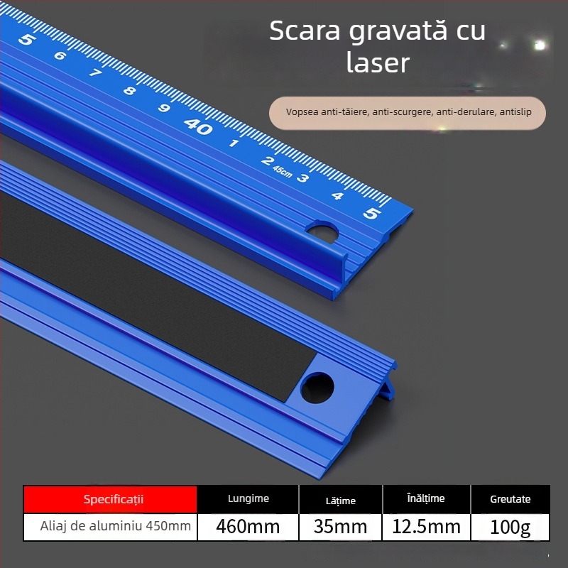 Cassiolo Riglă din aliaj de aluminiu pentru desen – corp îngroșat, margine de protecție, ghid de desen