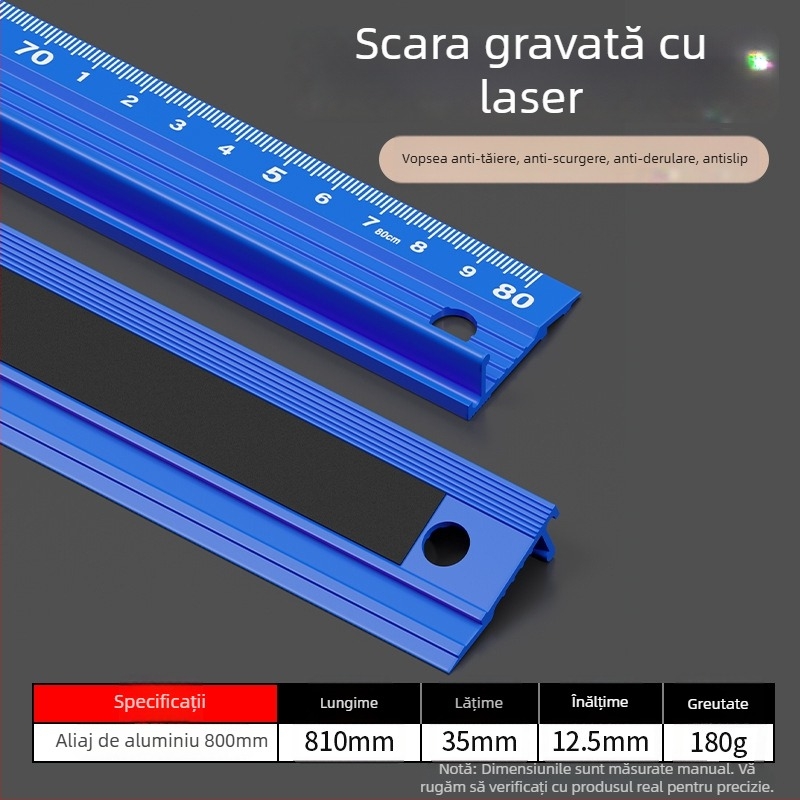 Cassiolo Riglă din aliaj de aluminiu pentru desen – corp îngroșat, margine de protecție, ghid de desen