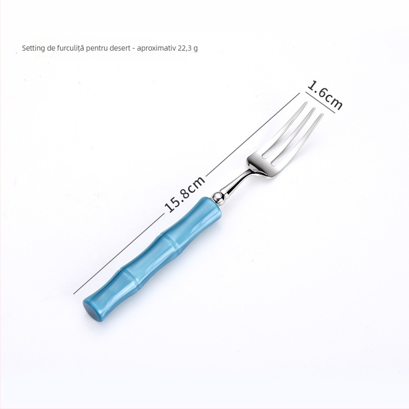 Set cuțite, furculițe și linguri pentru steak din oțel inoxidabil 304 – luciu oglindă, lucrat manual, motiv nod bambus, tacâm occidental
