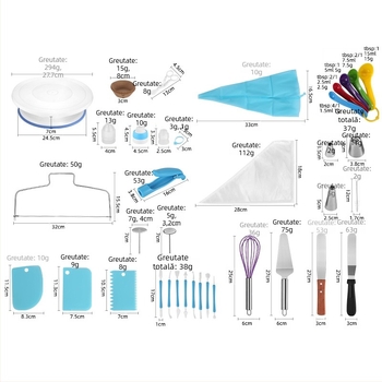 Set decorare torturi cu platou rotativ – Zilanya, unelte de patiserie din plastic, duze pentru ornare și spatulă pentru cremă, design modern minimalist