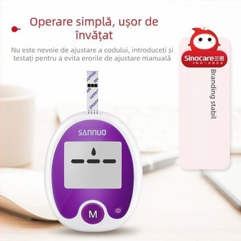 Glucometru Sannuo fără codare, corp din plastic, benzi de test incluse