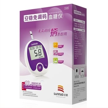 Glucometru Sannuo fără codare, corp din plastic, benzi de test incluse