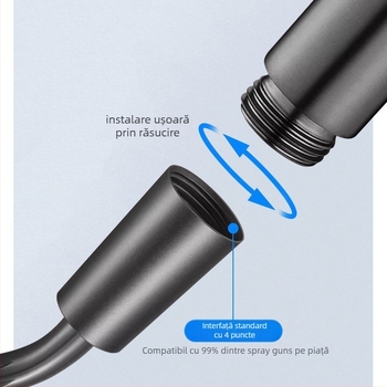 Furtun de duș telescopic din PU cu pistol de stropit, model SU022, 1 MPa, 0–99°C, montaj filet