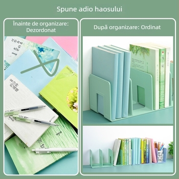 Hua Jie H990 Raft pentru Cărți din Plastic cu Panouri Despărțitoare – Raft de Birou pentru Cărți și Documente