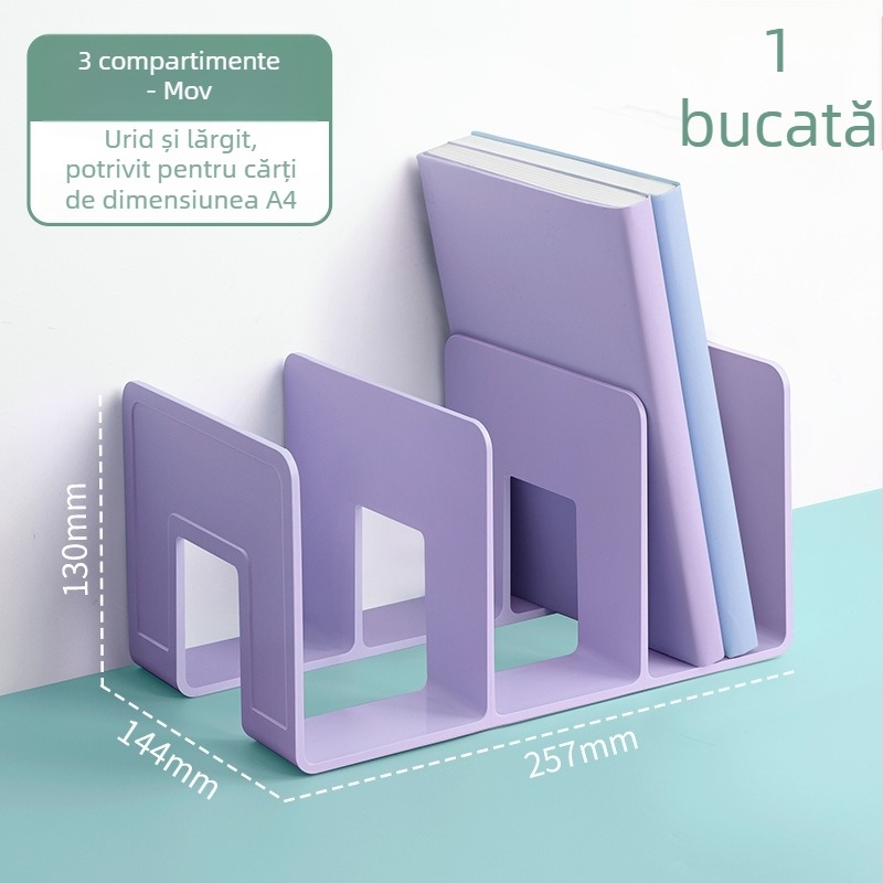 Hua Jie H990 Raft pentru Cărți din Plastic cu Panouri Despărțitoare – Raft de Birou pentru Cărți și Documente