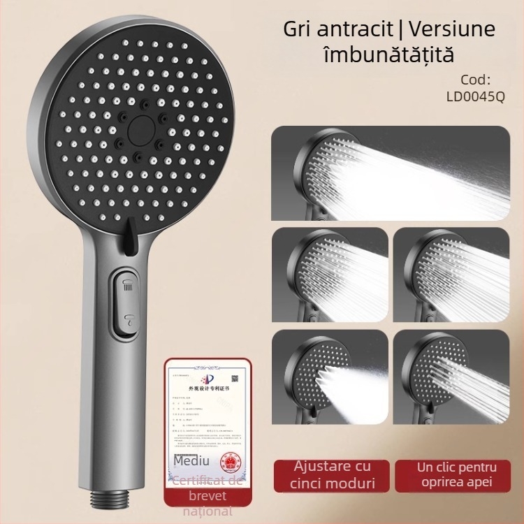 Set duș cu cap de duș sub presiune, cu funcție de pulverizare și masaj, material ABS, brand Home rhyme