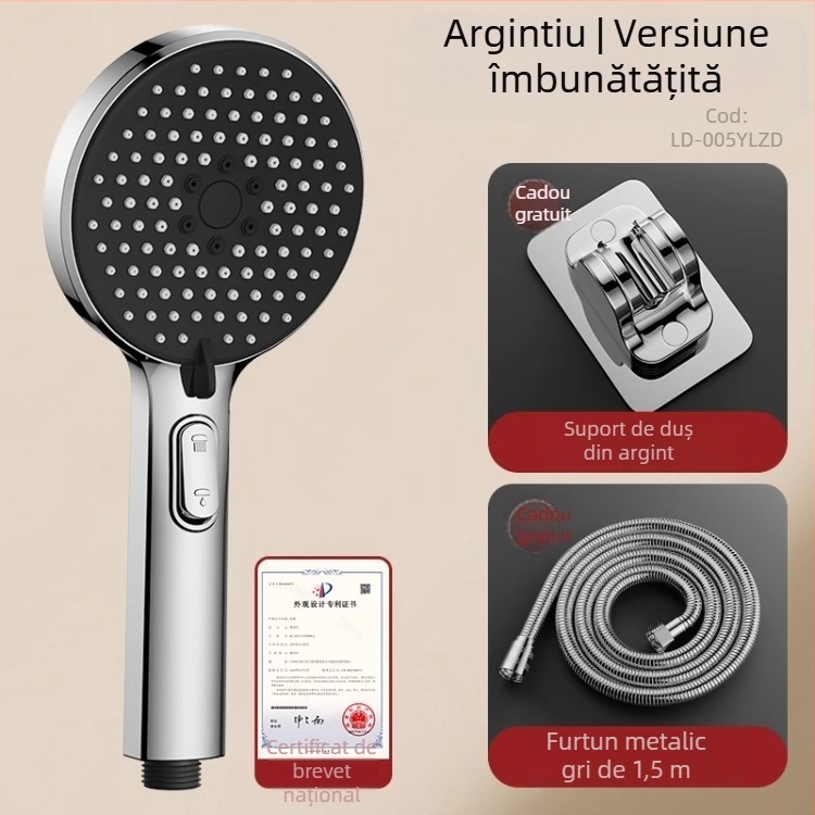 Set duș cu cap de duș sub presiune, cu funcție de pulverizare și masaj, material ABS, brand Home rhyme