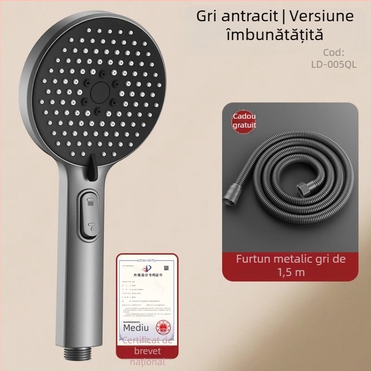 Set duș cu cap de duș sub presiune, cu funcție de pulverizare și masaj, material ABS, brand Home rhyme