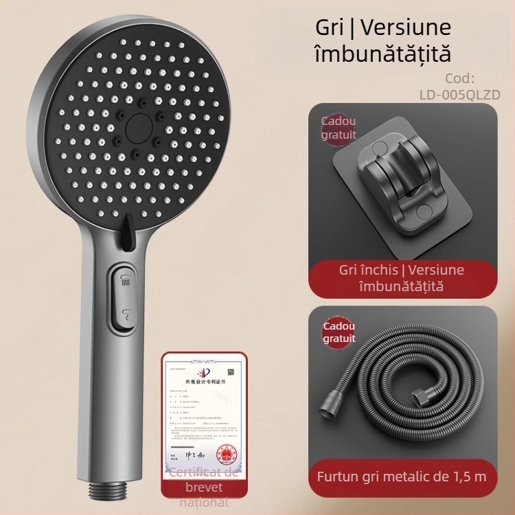 Set duș cu cap de duș sub presiune, cu funcție de pulverizare și masaj, material ABS, brand Home rhyme