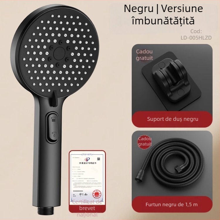 Set duș cu cap de duș sub presiune, cu funcție de pulverizare și masaj, material ABS, brand Home rhyme