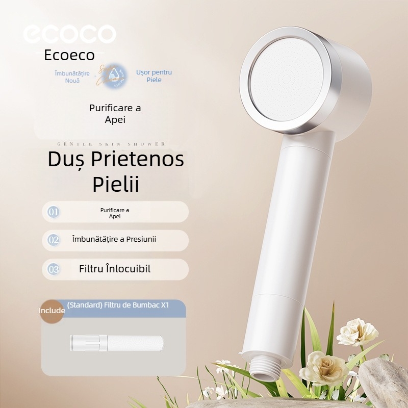 ecoco cap de duș presurizat - ABS, rotund, montaj încastrat, funcție ploaie