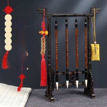 Set din lemn pentru pensule cu suport cap dragon, 8 ace, model D2987, TT/Tiantian Practice