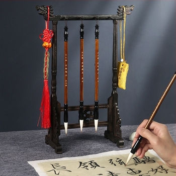 Set din lemn pentru pensule cu suport cap dragon, 8 ace, model D2987, TT/Tiantian Practice