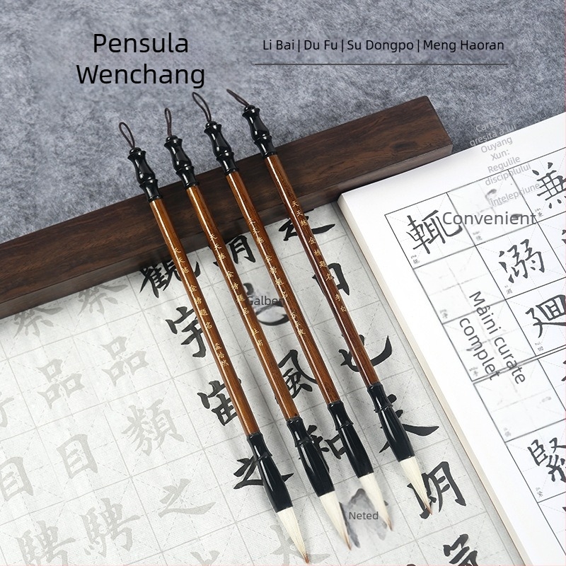 Set din lemn pentru pensule cu suport cap dragon, 8 ace, model D2987, TT/Tiantian Practice