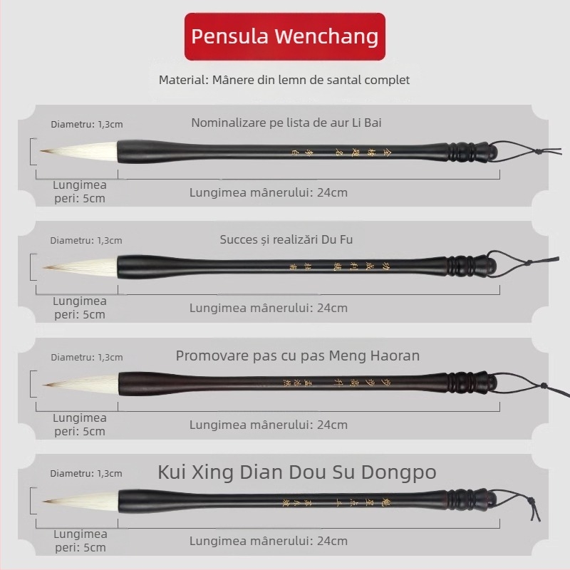 Set din lemn pentru pensule cu suport cap dragon, 8 ace, model D2987, TT/Tiantian Practice