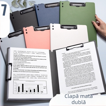 Placă groasă cu cleme duble, din PVC, dosar de documente și planșă de scris, poate ține până la 70 de coli