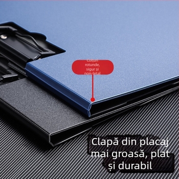 Placă groasă cu cleme duble, din PVC, dosar de documente și planșă de scris, poate ține până la 70 de coli