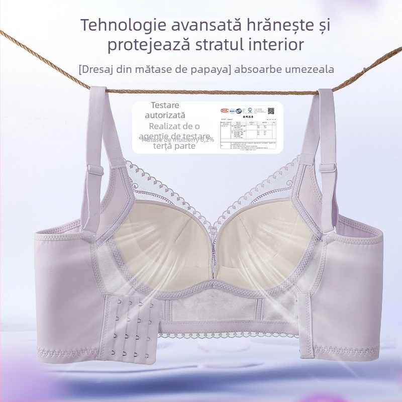 Sutien fără sârmă reglabil pentru bust mic, cupă 3/4, căptușeală din mătase de mulberry (<30%), cupă din fibre de poliester