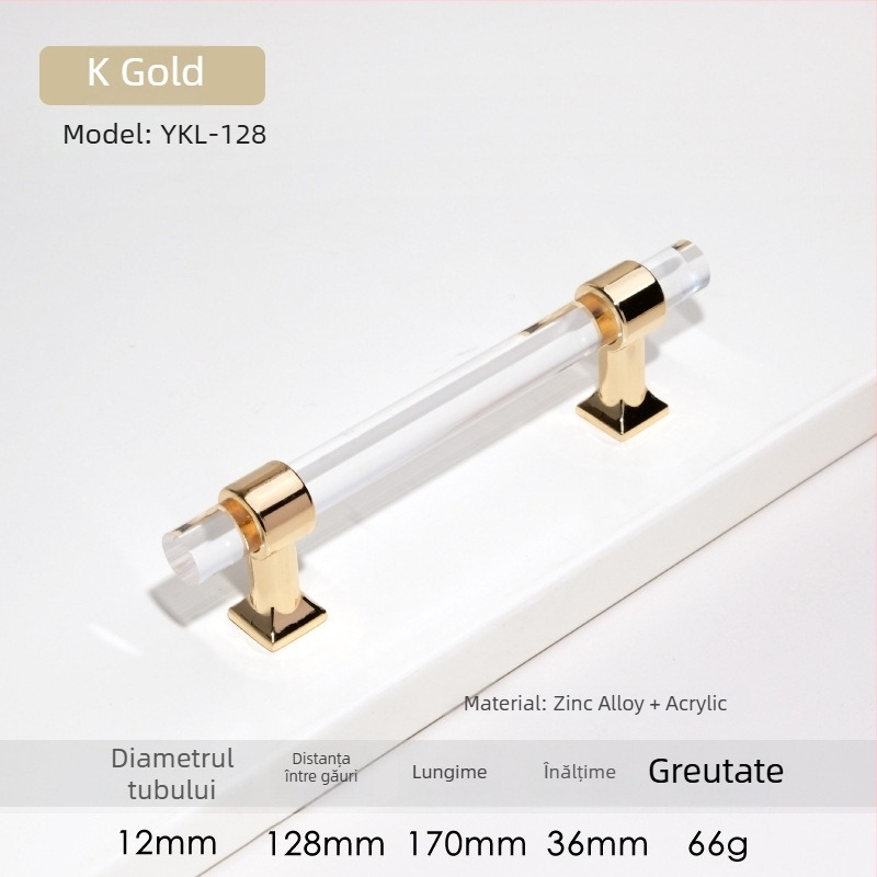 Mâner pentru ușile de dulap – Model 96 • Materiale: acrilic, aliaj de zinc • Stil: modern minimalist • Pentru ușile de dulap