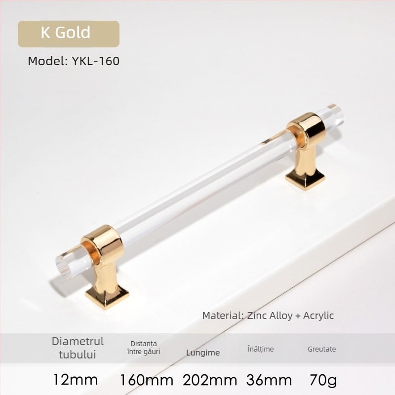 Mâner pentru ușile de dulap – Model 96 • Materiale: acrilic, aliaj de zinc • Stil: modern minimalist • Pentru ușile de dulap