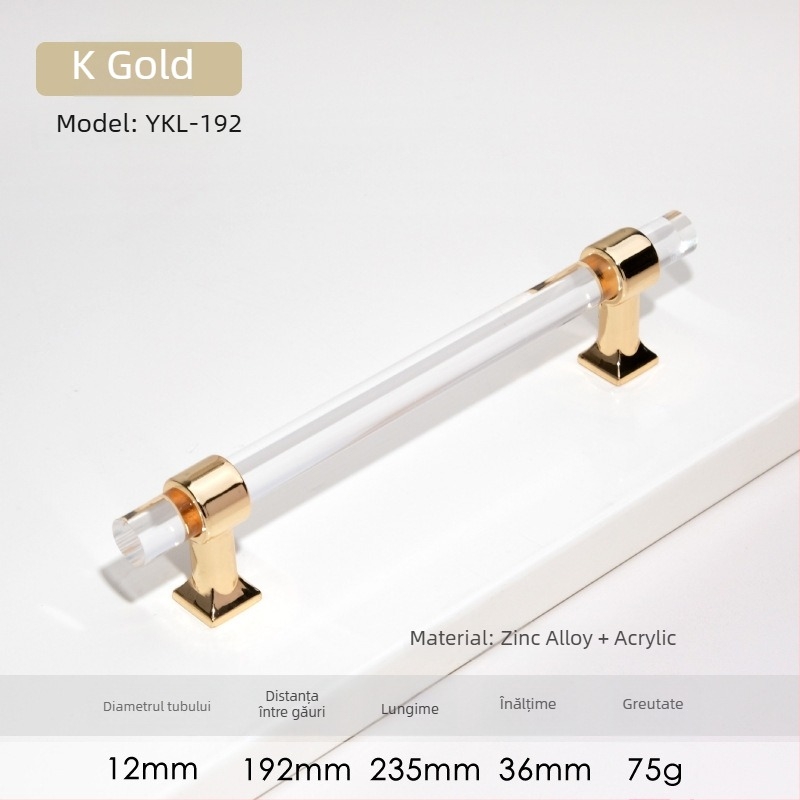 Mâner pentru ușile de dulap – Model 96 • Materiale: acrilic, aliaj de zinc • Stil: modern minimalist • Pentru ușile de dulap