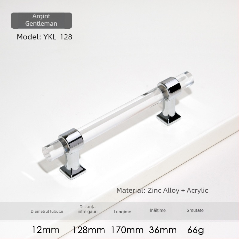 Mâner pentru ușile de dulap – Model 96 • Materiale: acrilic, aliaj de zinc • Stil: modern minimalist • Pentru ușile de dulap