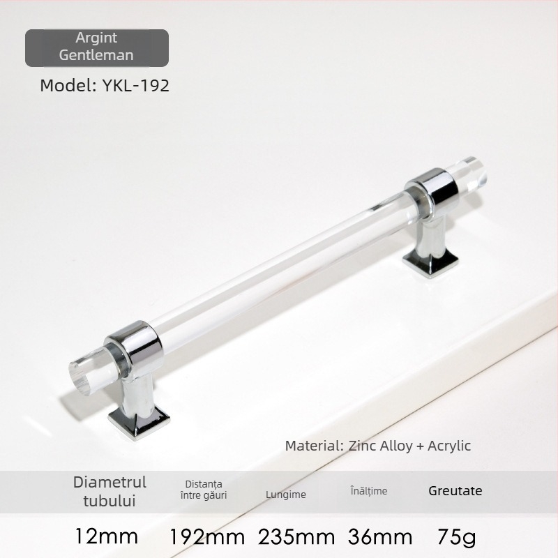 Mâner pentru ușile de dulap – Model 96 • Materiale: acrilic, aliaj de zinc • Stil: modern minimalist • Pentru ușile de dulap