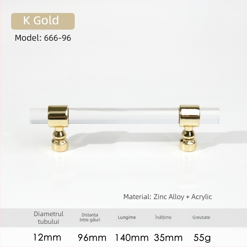Mâner pentru ușile de dulap – Model 96 • Materiale: acrilic, aliaj de zinc • Stil: modern minimalist • Pentru ușile de dulap
