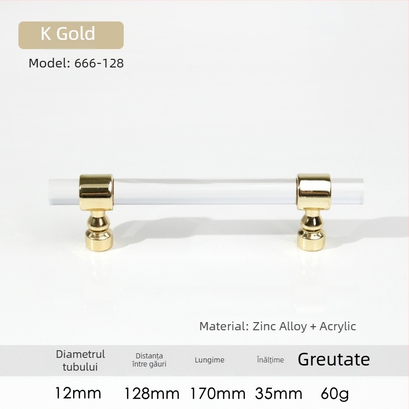 Mâner pentru ușile de dulap – Model 96 • Materiale: acrilic, aliaj de zinc • Stil: modern minimalist • Pentru ușile de dulap
