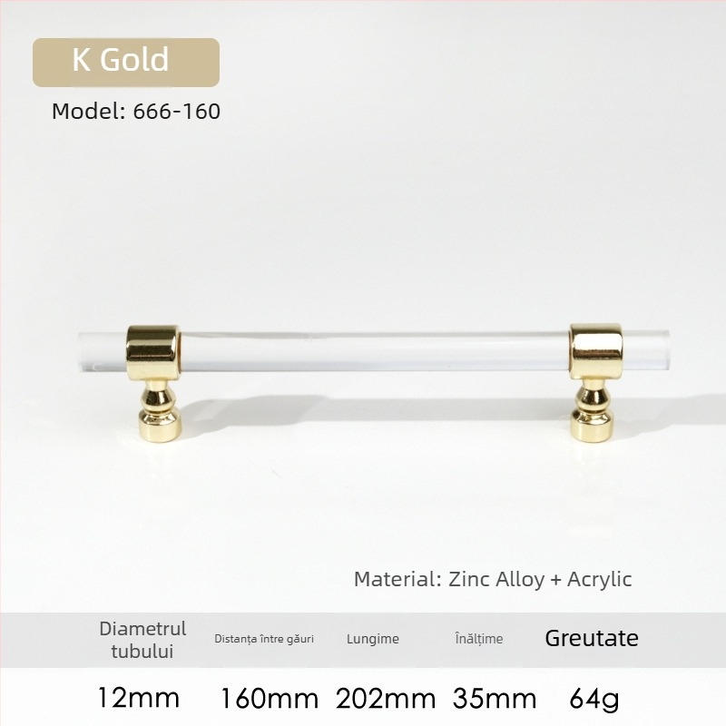 Mâner pentru ușile de dulap – Model 96 • Materiale: acrilic, aliaj de zinc • Stil: modern minimalist • Pentru ușile de dulap
