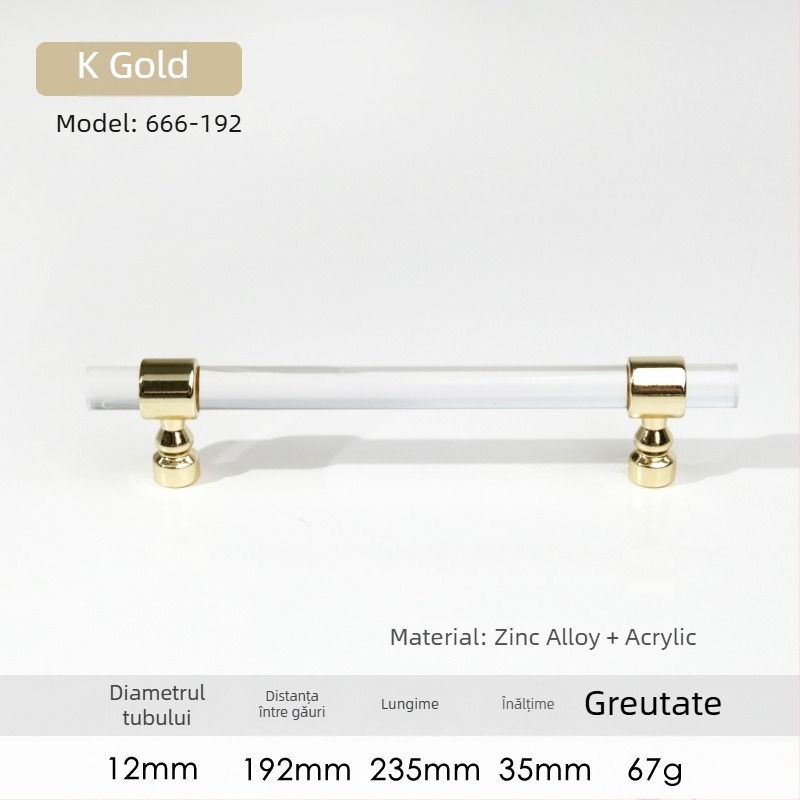 Mâner pentru ușile de dulap – Model 96 • Materiale: acrilic, aliaj de zinc • Stil: modern minimalist • Pentru ușile de dulap