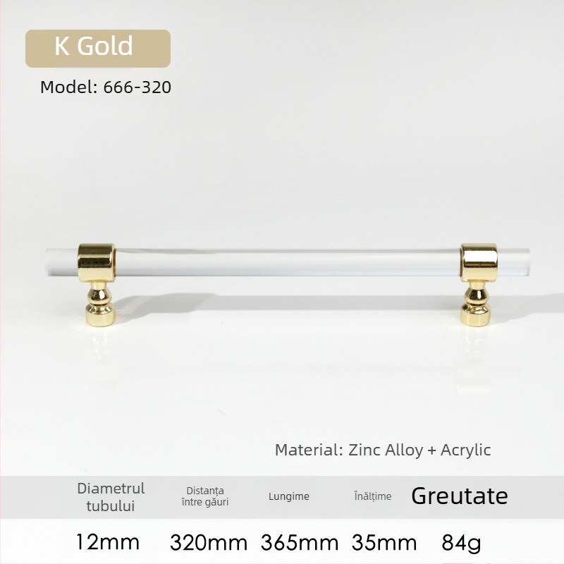 Mâner pentru ușile de dulap – Model 96 • Materiale: acrilic, aliaj de zinc • Stil: modern minimalist • Pentru ușile de dulap