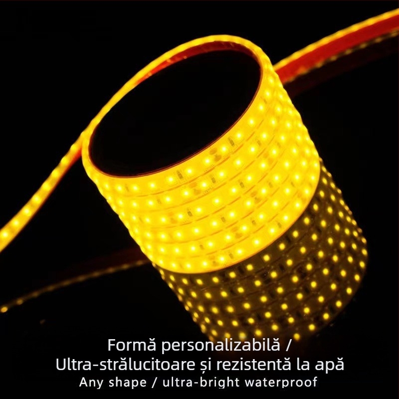 Bandă LED monocromă de 24V, IP68 impermeabil, 120 LEDuri 3528, 10 W/m, cu reglaj al intensității