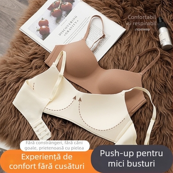 Sutien fără fir, fără cusături, cupe 3/4, din nailon modelat, țesătură principală nailon-elastan, bretele dublu fixate și închidere dublă în spate