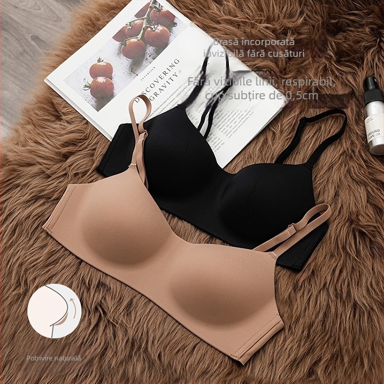 Sutien fără fir, fără cusături, cupe 3/4, din nailon modelat, țesătură principală nailon-elastan, bretele dublu fixate și închidere dublă în spate
