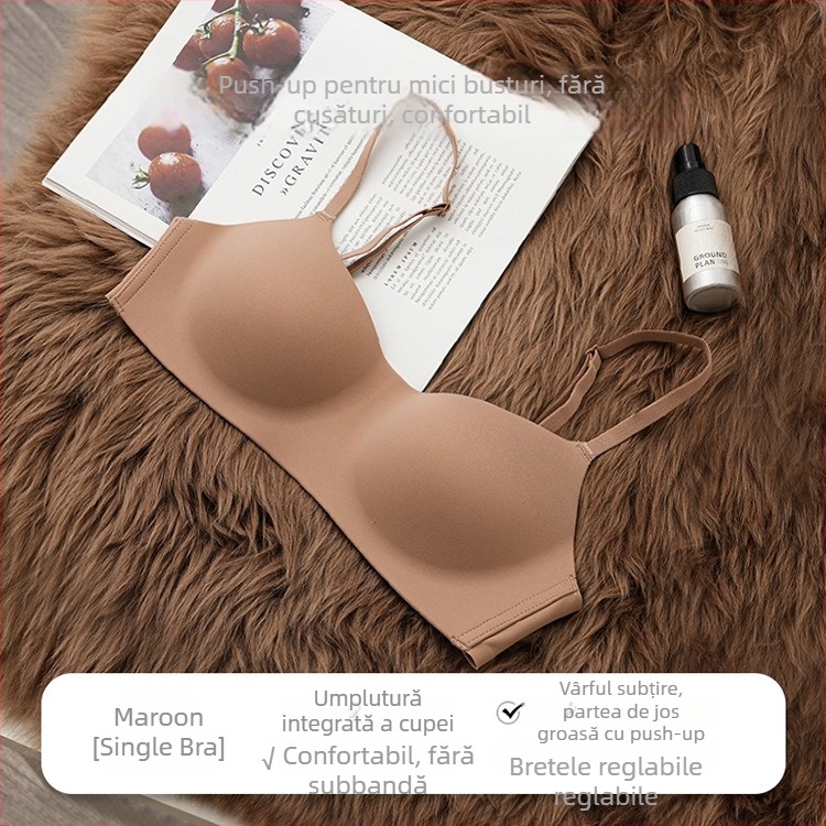 Sutien fără fir, fără cusături, cupe 3/4, din nailon modelat, țesătură principală nailon-elastan, bretele dublu fixate și închidere dublă în spate