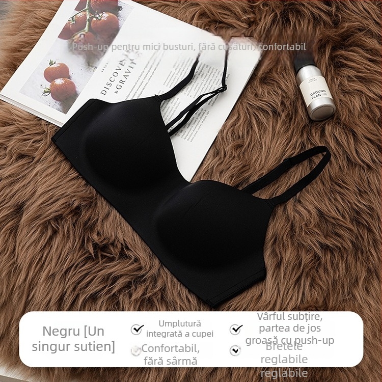 Sutien fără fir, fără cusături, cupe 3/4, din nailon modelat, țesătură principală nailon-elastan, bretele dublu fixate și închidere dublă în spate