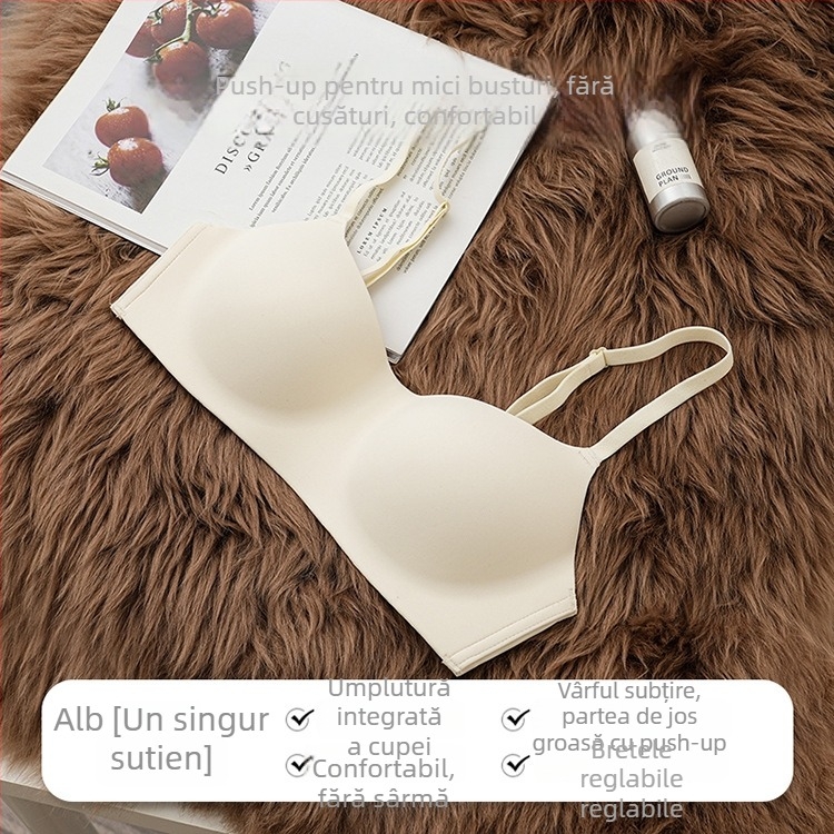 Sutien fără fir, fără cusături, cupe 3/4, din nailon modelat, țesătură principală nailon-elastan, bretele dublu fixate și închidere dublă în spate